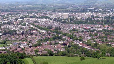 Aerial shot of some of our Gloucestershire bouncy castle hire delivery areas Gloucestershire - we cover all of this county for bouncy castle hire